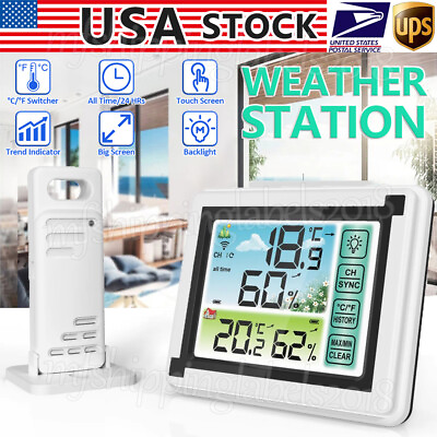 #ad Digital LCD Indoor amp; Outdoor Weather Station Clock Calendar Thermometer Humidity $11.79