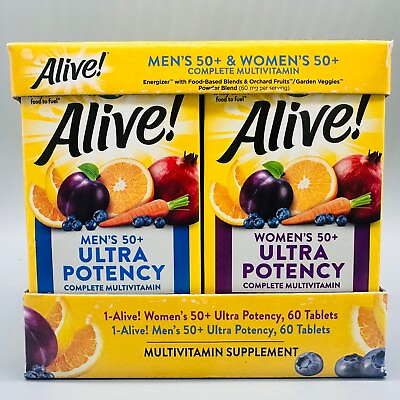 #ad Nature’s Way Alive Men’s 50 and Women#x27;s 50 Ultra Potency 2 Pack x 60Ct Ex3 24 $12.00