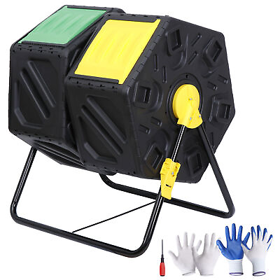 #ad Outdoor Garden Compost Tumbler 37 Gallon Large Capacity with Gloves and Tools $55.58