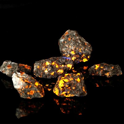 #ad Rough Raw Yooperlite UV Fluorescent Emberlite Glowing Fire Rocks Chunks Stone $8.80