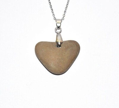 #ad Naturally Shaped Heart Stone Necklace Beach Stone Rock Organic Women Jewelry $24.50