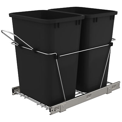 #ad #ad Rev A Shelf Double Pull Out Trash Can 35 Qt for Kitchen Black RV 18KD 18C S $83.99