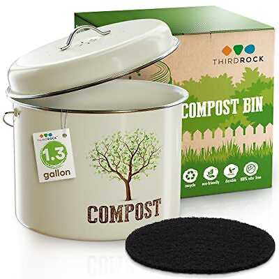 Third Rock Kitchen Compost Bin Countertop – 1.3 Gallon Charcoal Filter $16.99