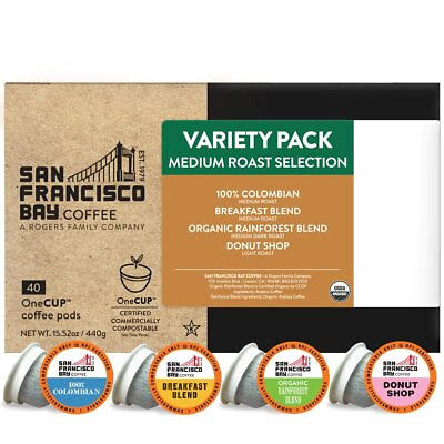 #ad Compostable Coffee Pods Variety Pack Medium Roast 40 Ct K Cup Compatible ... $38.97