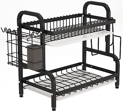 2 Tier Dish Drying Rack Kitchen Shelf Cutlery Drainer Cup Drainer Hold 50 LBS $23.99