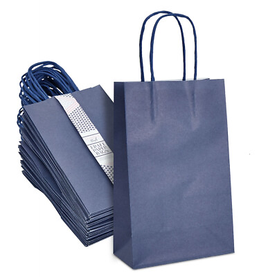 100 Pack Small Paper Gift Bags with Handle for Birthday Party 5.45 x 9quot; Blue $29.99