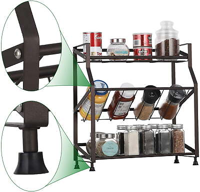 #ad #ad Spice Rack Organizer 3 Tiers Freestanding Kitchen Metal Spice Holder Storage $31.17