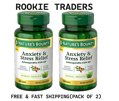 #ad 2 PACK Nature’s Bounty Anxiety amp;Stress Relief SuplementAshwagandha KSM 6650 Ct $27.96