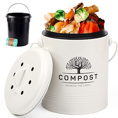 #ad Perfnique Kitchen Compost Bin 1.3 Gallon Countertop Compost Bin with Lid In... $49.65