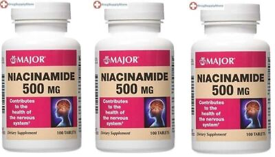 #ad Major Niacin 500mg Tablet Vitamin B Supplement 100 Counts X 3 Packs $26.21