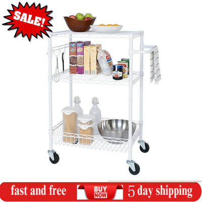 #ad #ad 3 Tier steel Wire Shelving Rack Adjustable Kitchen Storage Shelf Unit White NEW $31.61