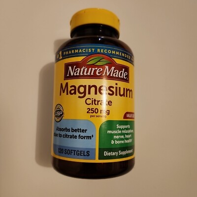 #ad Nature Made Magnesium Citrate 120 Liquid Softgels Gluten Free Exp 2025 $19.99