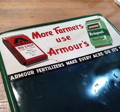 #ad Vintage ARMOUR Fertilizer 36quot; X 24quot; Sign ORIGINAL GENUINE **Great Eye Appeal** $205.00