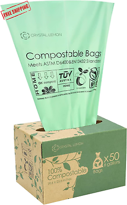 #ad #ad Compostable Trash Bags 6 Gallon Tall Kitchen Garbage Bags 50 Counts 🌲🌲 $16.33