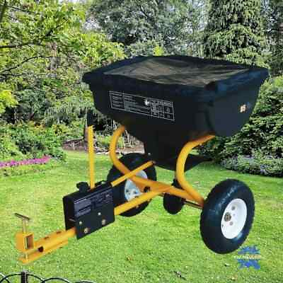#ad 85 Lb Tow Behind Broadcast Spreader Rust Proof Poly Hopper Universal Hitch Pin $159.89