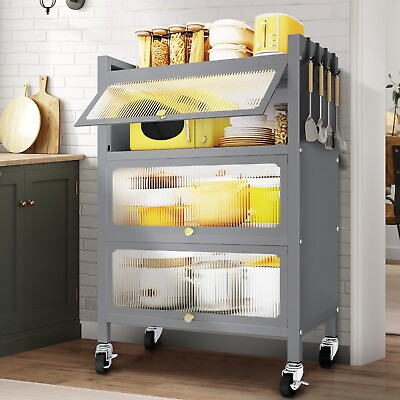 #ad #ad 4 Tier Kitchen Organizer Shelf Storage Cabinet Kitchen Shelf Grey $100.00
