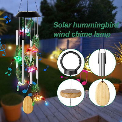 Hummingbird Solar Wind Chimes Outdoor Large LED Color Changing Garden Home Decor $16.98