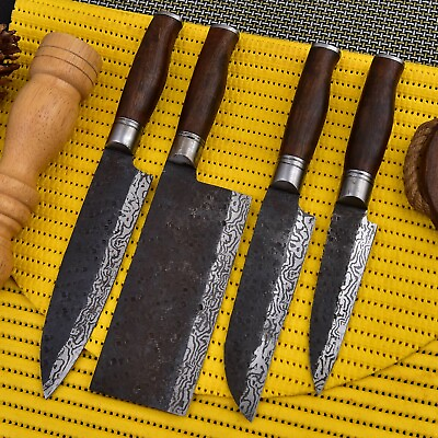 RAIL STEEL CHEF KITCHEN KNIFE SET WITH WOOD amp; STEEL BOLSTER HANDLE 460 $99.99