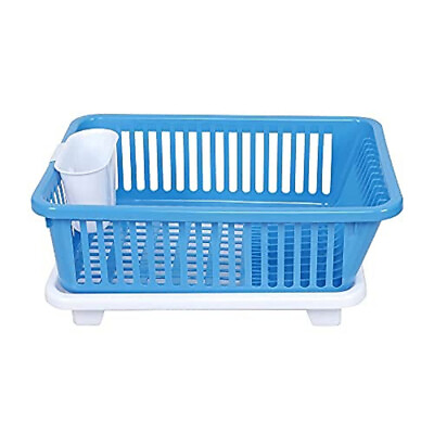 #ad #ad Simple Plastic Drying Rack Utensils Basket Color Blue amp; White For Kitchen Holder $23.31
