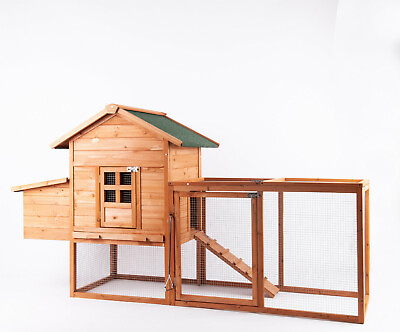 #ad #ad 80#x27;#x27; Wooden Chicken Coop Pet Hutch House W Run Ramp Nest Box Cage Outdoor Large $147.89