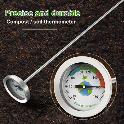 50cm Stainless Steel Compost Soil Thermometer Celsius Measuring 40 180℉ Garden $11.68