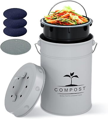 Compost Bin for Kitchen Counter 1.0 Gallon Countertop Composter w Liner Bucket $27.99
