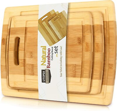 Utopia Kitchen Bamboo Cutting Boards for Kitchen Set of 3 Chopping Boards $18.44
