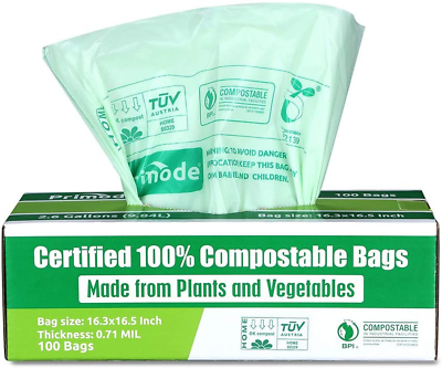 #ad #ad 100% Compostable Trash Bags 2.6 Gallon Food Scrap Yard Waste Bags 100 Count E $28.69