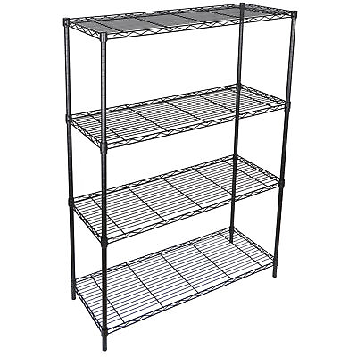 4 Tier Wire Shelves Rack Storage Metal Unit Shelving Organizer for Kitchen Black $53.59