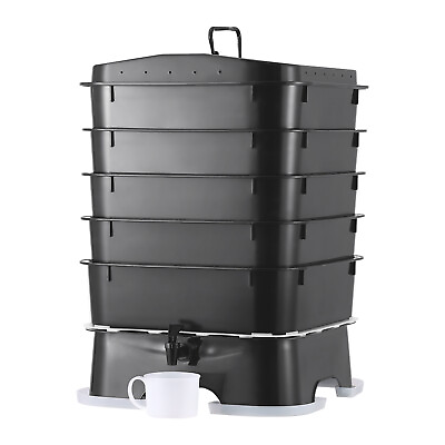 #ad VEVOR 5 Tray Worm Composter 44 QT 50 L Worm Compost Bin Indoor and Outdoor $89.99