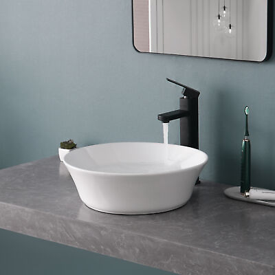White Ceramic Countertop Bathroom Sink Vanity Vessel Pop Up Drain Basin Round $59.00