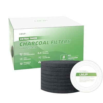 #ad 8 Pack Charcoal Filters for Kitchen Countertop Compost Bins Extra Thick 0.4... $21.02