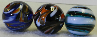 #ad #ad #14584m Cute Group of 3 Small Handmade Contemporary Marbles With Lutz $34.99