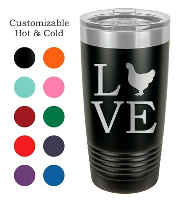 #ad Love Chickens Poultry 20 oz Engraved Insulated Tumbler Multiple Colors $24.99
