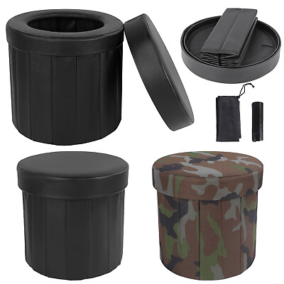 #ad 20.7 29.6L Outdoor Portable Camping Toilet Foldable w 1 Roll Rubbish Bag Travel $25.98