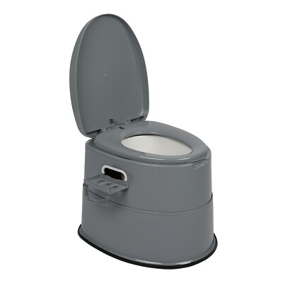 #ad Portable Camping Toilet Inner Bucket with Lid and Paper Holder Non slip Mat Grey $41.99