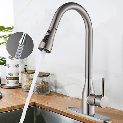 Commercial Stainless Steel Kitchen Sink Faucet Pull Down Sprayer Spring Mixer $32.99