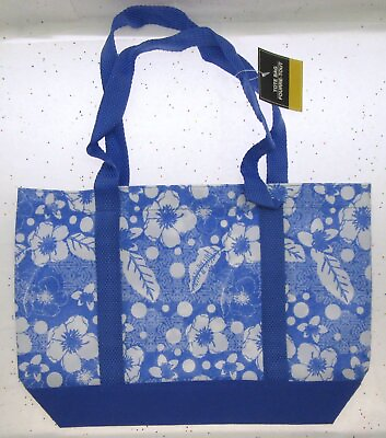 #ad #ad Floral Tote Bag Reusable Eco Bags Grocery Beach Blue $8.64