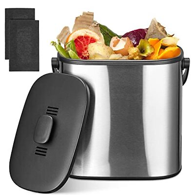 #ad Compost Bin Kitchen Stainless Steel Countertop Compost Bin Indoor Compost B... $42.58