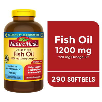 #ad 290 Count Nature Made Omega 3 Fish Oil 1200mg SoftgelsFish Oil SupplementsNew $36.98