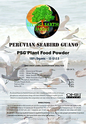 Organic Fertilizer Peruvian Seabird Guano 12 12 2.5 5 lb Bag FREE SHIPPING $39.00