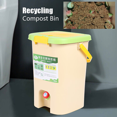 #ad 21L Kitchen Food Waste Store Bucket Waste Recycle Composter Compost Bin Barrel $51.87