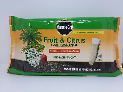 #ad Miracle Gro Fruit amp; Citrus Plant Food Spikes 12 Spikes 3 lbs Promotes More Fruit $7.20