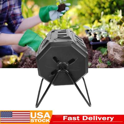 #ad Outdoor Tumbling Composter Plastic Dual Compartment Rotating Batch Compost Bin $71.24
