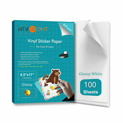 Glossy White Printable Vinyl Sticker Paper for Inkjet Laser Waterproof US STOCK $9.79