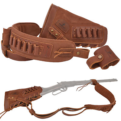 #ad 1 Combo of No Drill Leather Buttstock with Shell Holder SlingBarrel Loop.308 $95.00