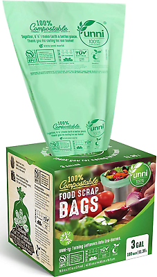 ASTM D6400 100% Compostable Trash Bags 3 Gallon 11.35 Liter 100 Count Extra $23.33