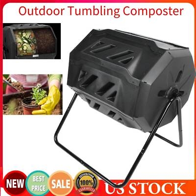 #ad Plastic Outdoor Tumbling Composter Dual Rotating Batch Compost Bin 43 Gallon $74.99