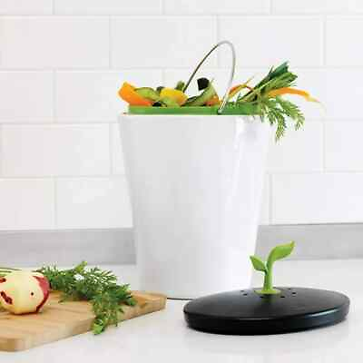 #ad Counter Top Compost Bin Bucket Black White 3.3 Liter Kitchen Clean Up Waste Gift $61.97