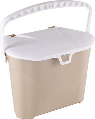 #ad Kitchen Food Collector Countertop Compost Bin with Handle Beige amp; White 7L C $12.95